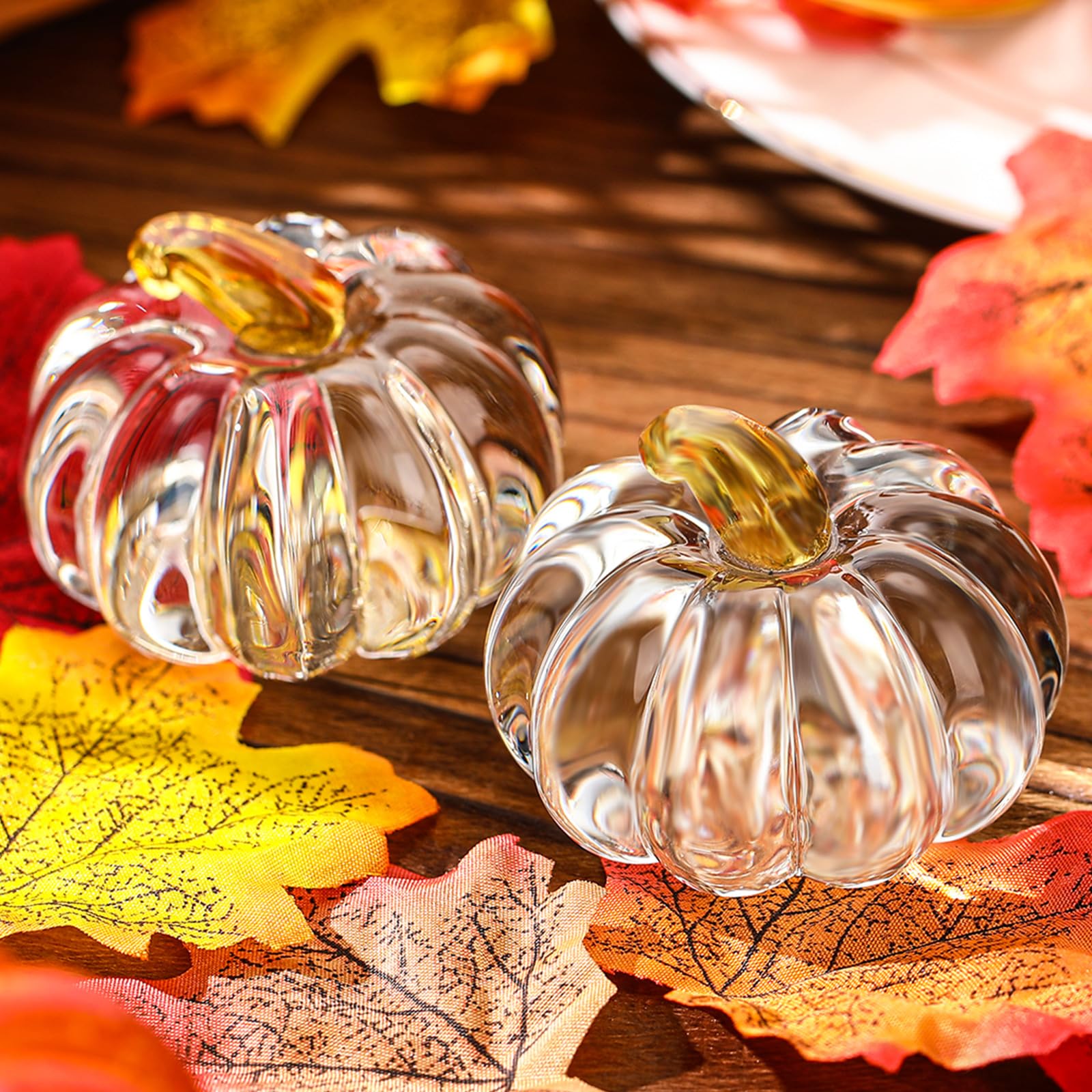 Amazon.co.jp: Domensi 感謝祭 ガラス パンプキン クリスタル カボチャ